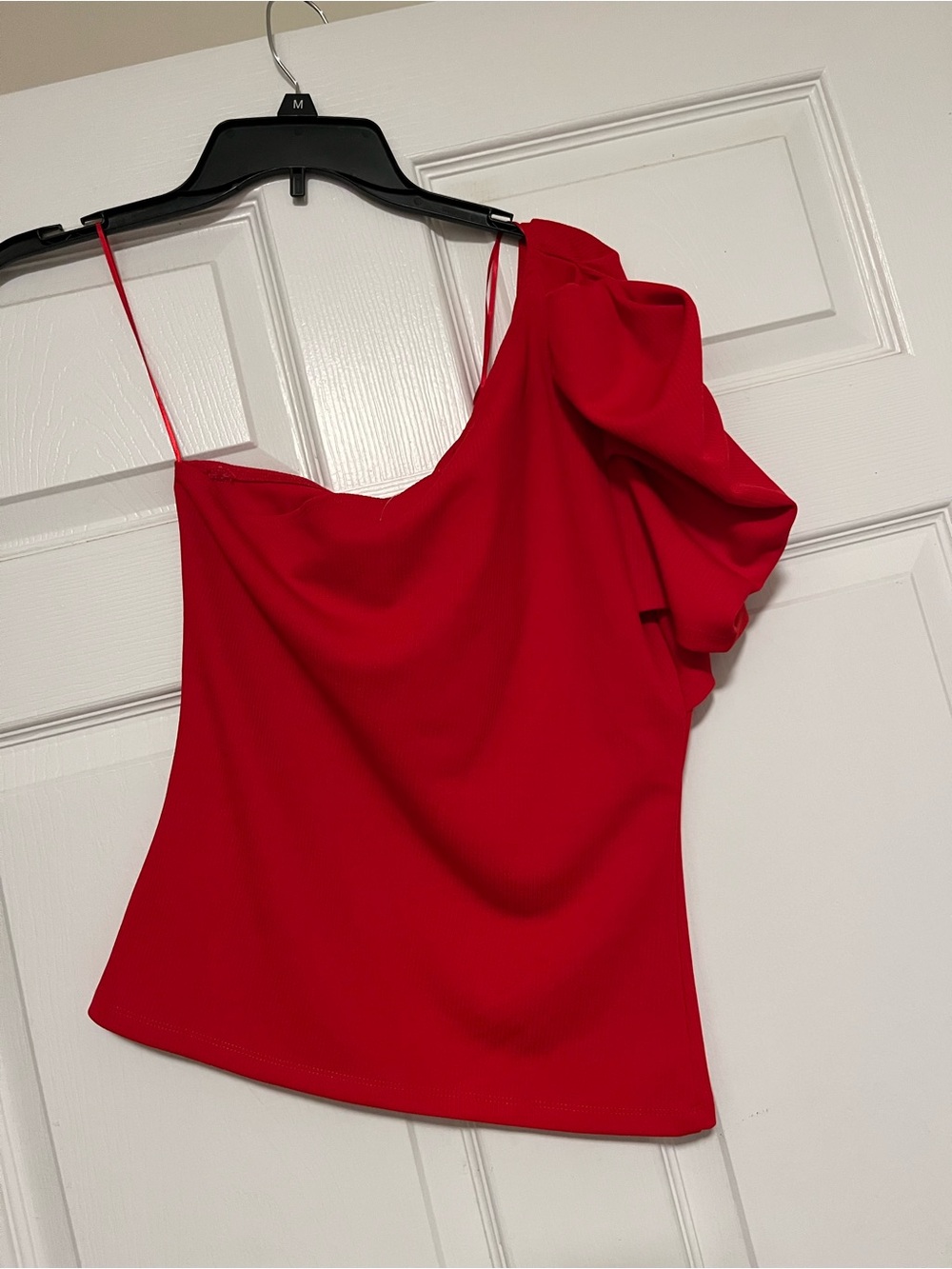 TCEC Red One-Shoulder Ruffle Crop Top - Picture 3 of 4